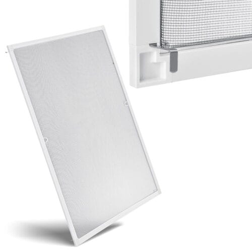 Plasă anti-insecte pentru ferestre | Juskys | Albă | 120 x 140 cm | Protecție fiabilă împotriva insectelor cu ramă din aluminiu