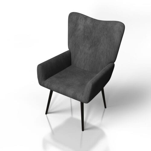 Fotoliu cu spătar cu taburet opțional Odense | Juskys | fără taburet | Gri | Catifea reiată | Fotoliu relaxant în design scandinav bej sau gri