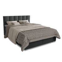 Pat cu somier Seattle - Material textil Malmo | Juskys | Gri închis | Eleganță și confort: Tăblie tapițată, Saltea cu arcuri