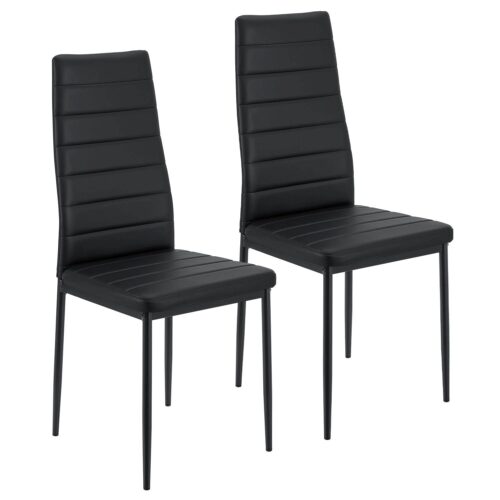 Scaun de sufragerie Loja | Juskys | Alb | Set de 2 | Scaune de sufragerie confortabile cu piele ecologică moale