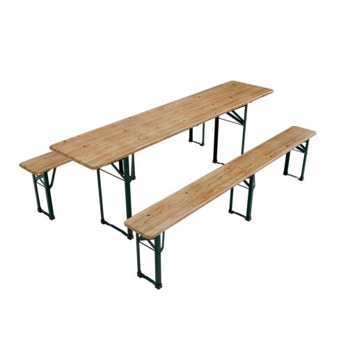 Set grădină de bere Passau 220 cm | Juskys | Set masă pliabilă pentru grădină de bere, format din 3 piese, din lemn de brad | Bancă de bere