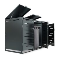 Unitate de depozitare pentru containere metalice Arel | Juskys | Set de 3 | Unitate modernă de depozitare pentru grădină pentru containere de 120L sau 240L