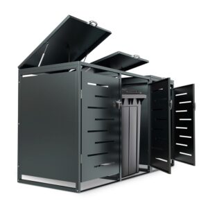 bild_1_f0e37316-f022-474c-aef8-47f90d7d7c3c.jpg Unitate de depozitare pentru containere metalice Arel | Juskys | Set de 3 | Unitate modernă de depozitare pentru grădină pentru containere de 120L sau 240L