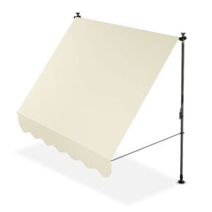 Copertină Juskys Cape Town cu prindere manuală | 200x120 cm | Bej | Parasolar reglabil pe înălțime, rezistent la UV, disponibil în 6 lățimi