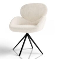 Scaun rotativ Albano | Juskys | Crem | Set de 6 | Scaun de sufragerie cu funcție de rotație și material bouclé