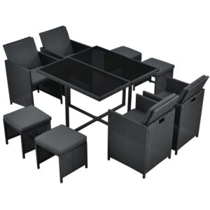 Set terasa masa si fotolii din poliratan Baracoa | Juskys | L | Set de mobilier de grădină pentru până la 8 persoane, inclusiv perne