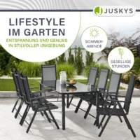Set mobilier grădină cu masă și scaune negre