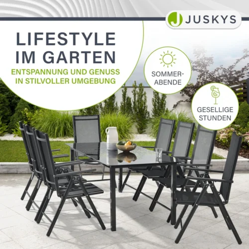 Set mobilier grădină cu masă și scaune negre