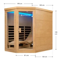Saună cu infraroșu Kolding | Juskys | 130x190cm Sistem dublu de încălzire 190cm pentru 2 persoane