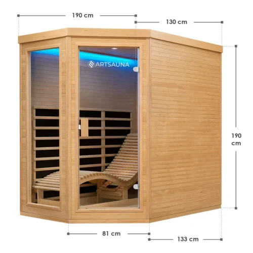 Saună cu infraroșu Kolding | Juskys | 130x190cm Sistem dublu de încălzire 190cm pentru 2 persoane