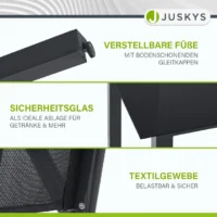 set de mobilier de grădină milano | juskys | gri închis | 5 piese | set de grădină 7 piese cu blat din sticlă securizată