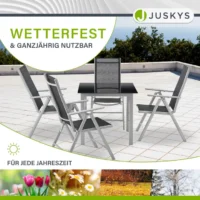 set de mobilier de grădină milano | juskys | gri argintiu | 5 piese | set de grădină 7 piese cu blat din sticlă securizată