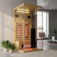 Cabină cu infraroșu Göteborg | Juskys | 2 persoane | Saună cu infraroșu cu emițătoare cu spectru complet și iluminare LED