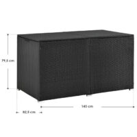 Ladă depozitare exterior ratan negru 145 cm