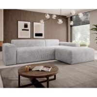 Canapea în formă de L Vals | Juskys | Bej | Dreapta | Canapea confortabilă cu aspect de catifea reiată