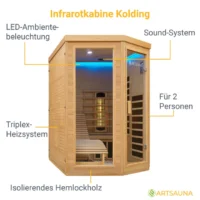 Saună cu infraroșu Kolding | Juskys | 130x190cm Sistem dublu de încălzire 190cm pentru 2 persoane