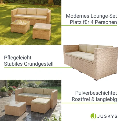 Set lounge modern din ratan pentru grădină