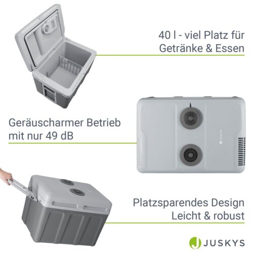 Ladă frigorifică Polul Nord | Juskys | Albastră | 32 L | Ladă frigorifică electrică cu conexiune convenabilă de 12 V și 230 V
