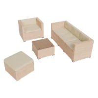 Set mobilier exterior din ratan cu perne bej