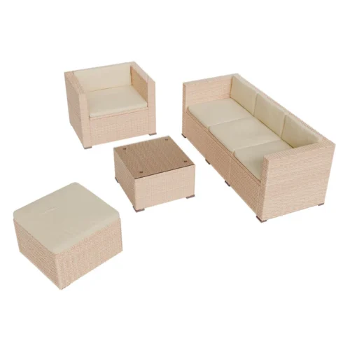 Set mobilier exterior din ratan cu perne bej