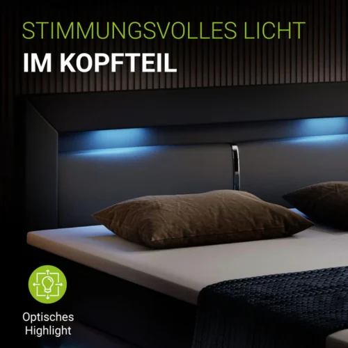 Pat modern cu iluminare LED în tăblie