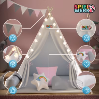 de-109524d-2 Cort de joacă Teepee roz 160x130x130cm