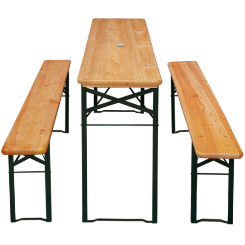 Set de grădină de bere pliabil, format din 3 piese, 170 cm, pentru 8 persoane, economisitor de spațiu, rezistent la intemperii