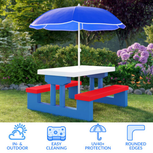 de_100094d_9 Set scaune albastre pentru copii cu umbrelă de soare