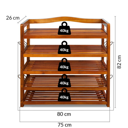 Suport pentru pantofi din lemn de salcâm 75x26x82cm
