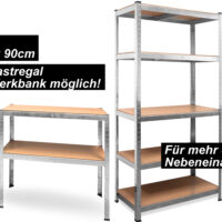 Rafturi galvanizate pentru sarcini grele 180x90x40cm, capacitate portantă 875kg