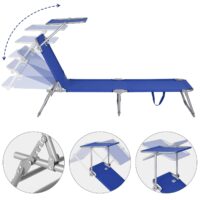Șezlong de grădină Hawaii albastru aluminiu 190x60x30cm