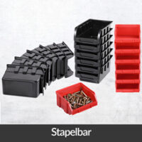 Suport scule, negru/roșu, set 32 ​​piese cu cutii stivuibile