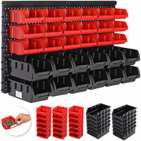 Suport scule, negru/roșu, set 32 ​​piese cu cutii stivuibile
