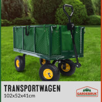 Cărucior de transport 550 kg verde 110x75x52 cm cu 4 anvelope pneumatice și prelată