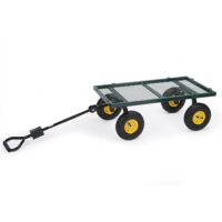 Cărucior de transport 550 kg verde 110x75x52 cm cu 4 anvelope pneumatice și prelată