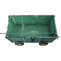 Cărucior de transport 550 kg verde 110x75x52 cm cu 4 anvelope pneumatice și prelată
