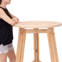 Masă de bar pliabilă, economisitoare de spațiu, lemn masiv, Ø78cm, 111cm, suport stabil