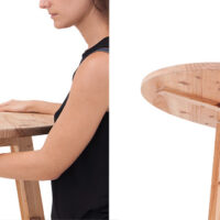 Masă de bar pliabilă, economisitoare de spațiu, lemn masiv, Ø78cm, 111cm, suport stabil