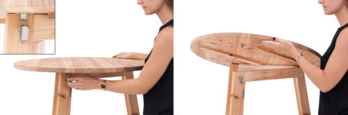 Masă de bar pliabilă, economisitoare de spațiu, lemn masiv, Ø78cm, 111cm, suport stabil