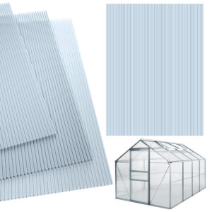 Plăci de policarbonat cu pereți dubli, set de 14, grosime 4 mm, transparente, 25 m², rezistente la UV, incasabile