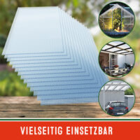 Plăci de policarbonat cu pereți dubli, set de 14, grosime 4 mm, transparente, 25 m², rezistente la UV, incasabile