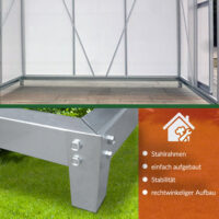 Fundație din oțel galvanizat 190x122x12cm - pentru sere cu vedere la grădină