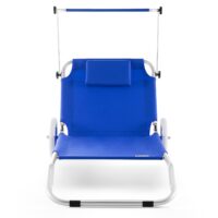 Șezlong de grădină Crete Blue din aluminiu cu roți