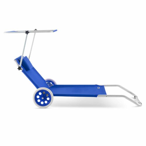Șezlong de grădină Crete Blue din aluminiu cu roți