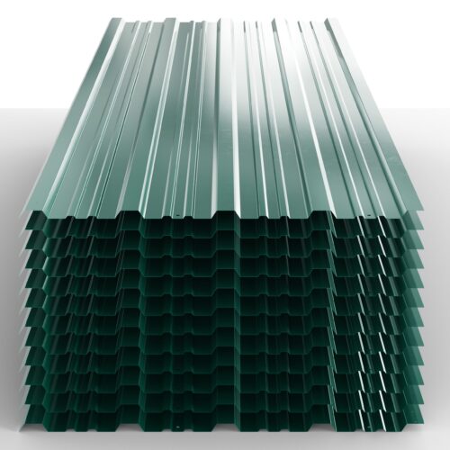 Tablă trapezoidală, set de 12, verde, 129x46cm, perforată