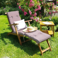 Șezlong de grădină Queen Mary®, lemn de salcâm, certificat FSC®, 169x54x95cm