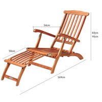 Șezlong de grădină Queen Mary®, lemn de salcâm, certificat FSC®, 169x54x95cm