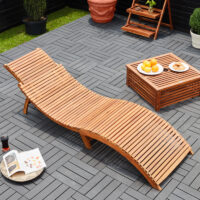 Șezlong pliabil de grădină din lemn de salcâm, certificat FSC®
