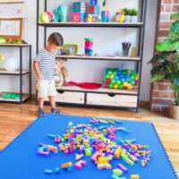 Covorașe de protecție pentru podea/puzzle, set de 8 piese, albastru, 180x90x1cm