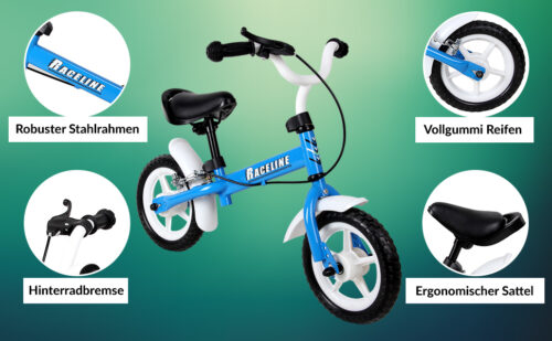 Bicicletă de echilibru pentru copii Easy Raceline albastră